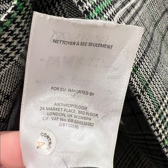 Anthropologie Cartonnier Plaid Long blazer green and black size large, oversized - Picture 7 of 7